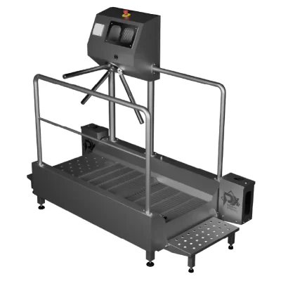 Pedilúvio com Torniquete e Sistema de Desinfeção de Mãos